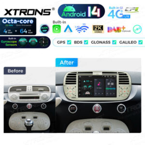 Android Autoradio Xtrons für Fiat 500 – PX7450FCLGS-12 CPII