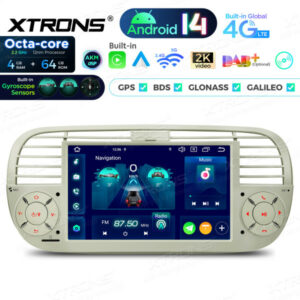 Xtrons PX7450FCLGS Android Autoradio Fiat 500 2007-2015 7 Zoll IPS Display