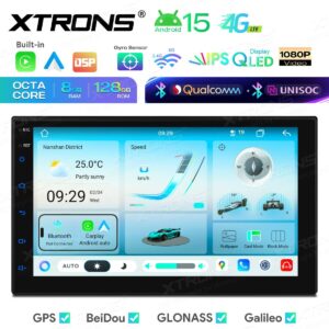 Xtrons 7-Zoll-Universal-Doppel-DIN-Android-Autoradio mit Navigationssystem UNISOC 7865, 8+128 GB, Dual-Bluetooth, QLED-Bildschirm, 4G, AKM DSP