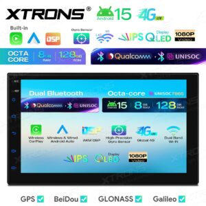 Xtrons 7-Zoll-Universal-Doppel-DIN-Android-Autoradio mit Navigationssystem UNISOC 7865, 8+128 GB, Dual-Bluetooth, QLED-Bildschirm, 4G, AKM DSP – Bild 6