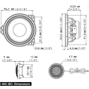 Alpine DP2-40C-B 10 cm 2-WEGE-CENTER-LAUTSPRECHER für BMW 3er und 4er Reihe – DP2-40C-BC-02 CPII