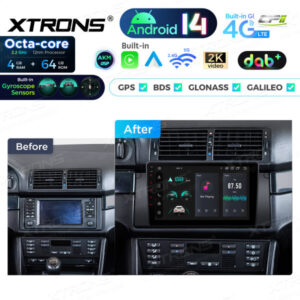 Android Autoradio Xtrons für BMW 5er E39, 7er E38 4/64 GB – PXP9439BGDAB-13 CPII