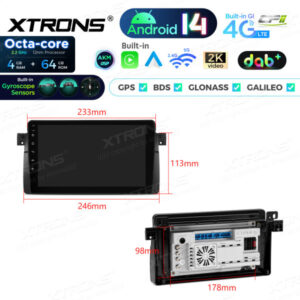 Android Autoradio Xtrons für BMW/Rover/MG 4/64 GB – PXP9446BGDAB-12 CPII