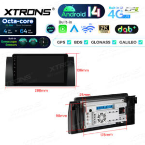 Android Autoradio Xtrons für BMW X5 E53 4/64 GB – PXP9453BGDAB-11 CPII