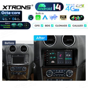 Android Autoradio Xtrons für Mercedes Benz GL-Klasse X164/ML-Klasse W164 4/64 GB – PXP94M164GDAB-13 CPII