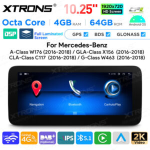 Android Autoradio Xtrons für Mercedes-Benz W176, X156, C117, W463 4/64 GB – QAMS1450-01 CPII