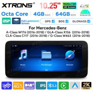 Android Autoradio Xtrons für Mercedes-Benz W176, X156, C117, W463 4/64 GB – QAMS1450-02 CPII