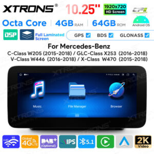 Android Autoradio Xtrons für Mercedes-Benz W205, X253, W446, W470 4/64 GB – QAMS1450M12C5-02 CPII