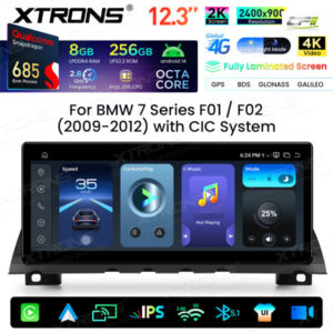 Xtrons Android Autobildschirm für BMW 7er F01/F02 CIC-System 8/256 GB – QWBX24CIB12SV-02 CPII