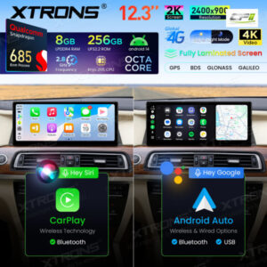 Xtrons Android Autobildschirm für BMW 7er F01/F02 CIC-System 8/256 GB – QWBX24CIB12SV-16 CPII
