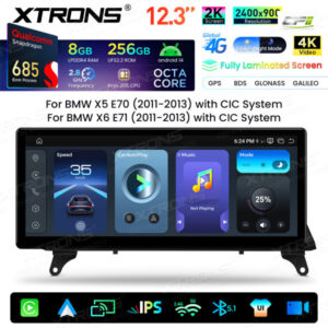 Xtrons Android Autobildschirm-Upgrade für BMW X5 E70/X6 E71 CIC-System 8/256 GB – QWBX24CIB12X5L-01 CPII