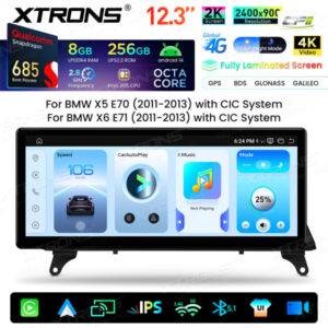 Xtrons Android Autobildschirm-Upgrade für BMW X5 E70/X6 E71 CIC-System 8/256 GB – QWBX24CIB12X5L-03 CPII