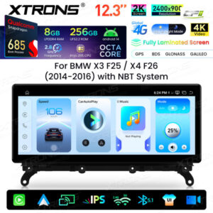 Xtrons Android Autobildschirm Upgrade für BMW X3 F25/X4 F26 NBT-System 8/256 GB – QWBX24NB12X3-03 CPII