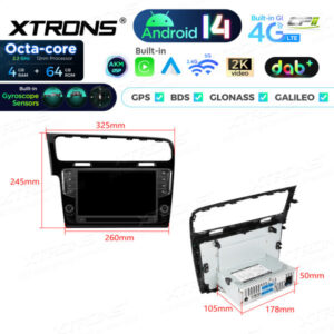 Android Autoradio Xtrons für für Volkswagen Golf 7 4/64 GB – PX94GFVLGDAB-11 CPII