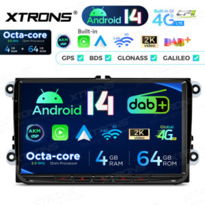 Android Autoradio Xtrons für Volkswagen/Seat/Skoda 4/64 GB – PX94MTVDAB-05 CPII