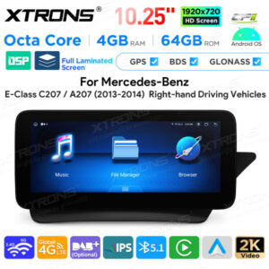 Android Autoradio Xtrons für Mercedes-Benz E-Klasse C207 / A207 Rechtslenker 4/64 GB – QAMS1445M12ECR-02 CPII