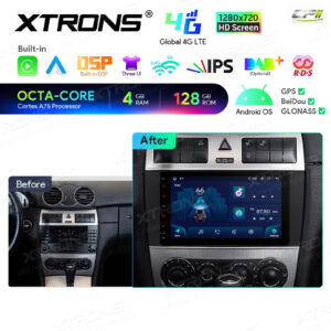 Android Autoradio Xtrons für Mercedes-Benz CLK-Klasse A209/C209 4/128 GB – IAH84M209SL-05 CPII