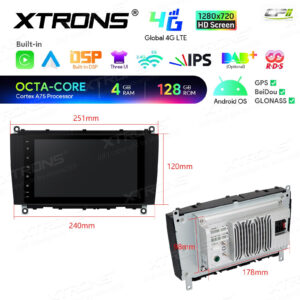 Android Autoradio Xtrons für Mercedes-Benz CLK-Klasse A209/C209 4/128 GB – IAH84M209SL-12 CPII