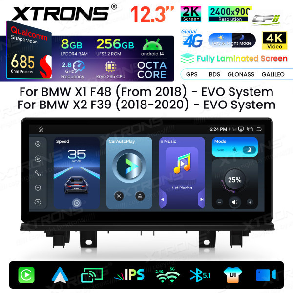 Android Autoradio Xtrons für BMW X1 F48/X2 F39 EVO System 8/256 GB – QWBX24EVB12X1N-02 CPII