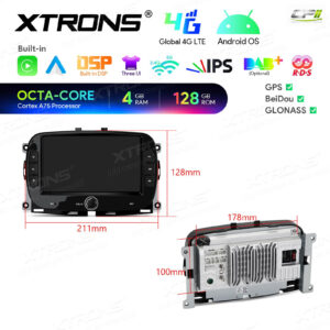 Android Autoradio Xtrons für Fiat 500/Abarth 500 (2016-2019) 4/128 GB – IAH74500FL-10 CPII