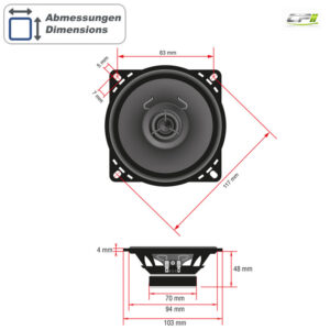 AMPIRE Koaxial-Lautsprecher 10cm mit 16mm Seidenkalotte, ohne Gitter (Paar)