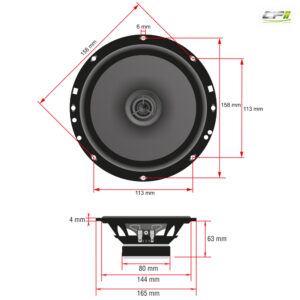 AMPIRE Koaxial-Lautsprecher mit 16mm Seidenkalotte, ohne Gitter, 16.5cm (Paar)