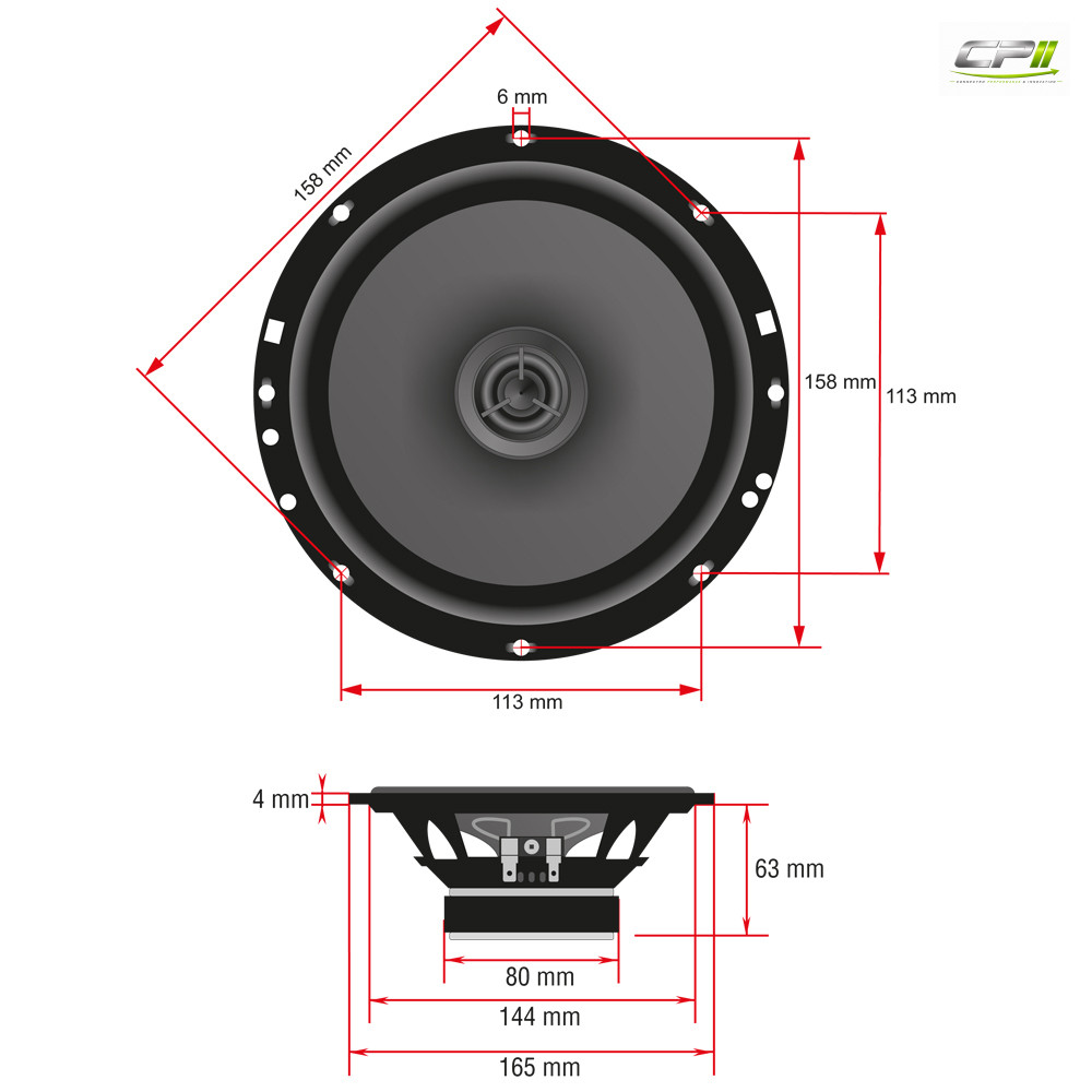 AMPIRE Koaxial-Lautsprecher mit 16mm Seidenkalotte, ohne Gitter, 16.5cm (Paar)