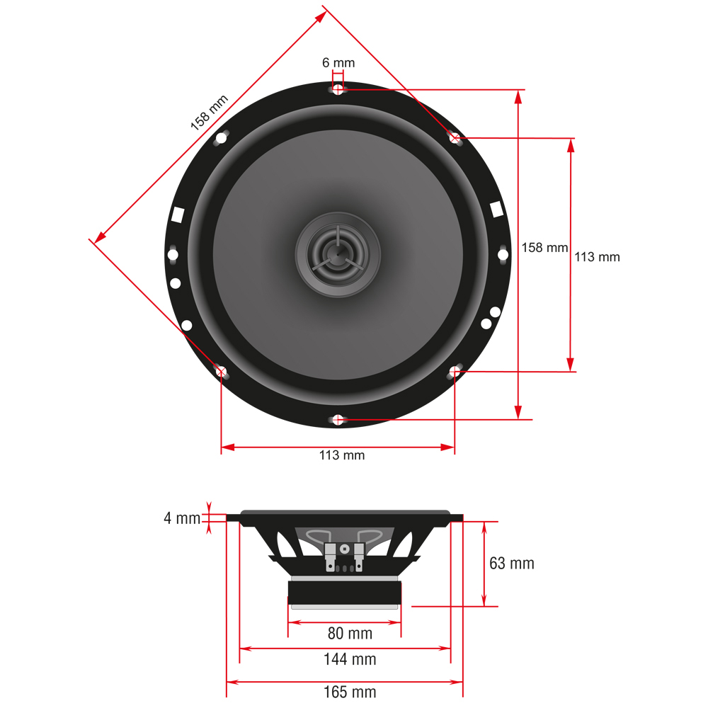 Ampire CPX165 Koaxial-Lautsprecher 16,5cm Paar ohne Gitter mit 16mm – Bild 9
