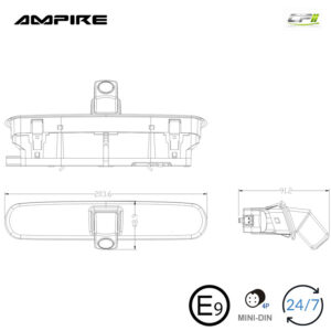 _AMPIRE Rückfahrkamera (CVBS), FIAT Doblo 2, OPEL Combo D (mit Flügeltüren)