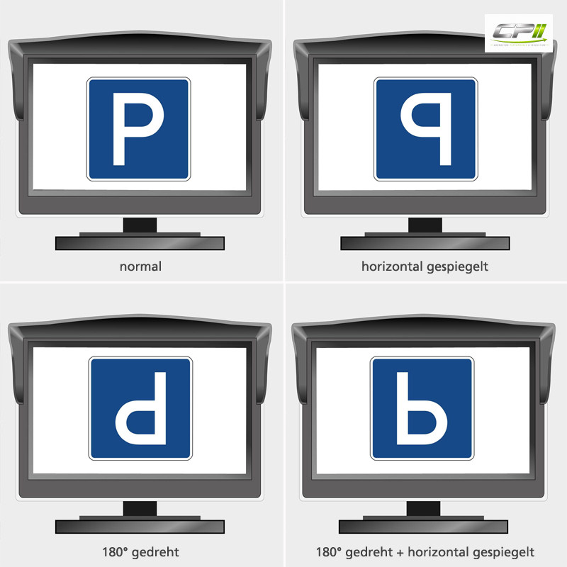 AMPIRE TFT-Monitor 12.7cm (5''), 2 Videoeingänge (AHD/CVBS) Klebe/Saugnapfhalter