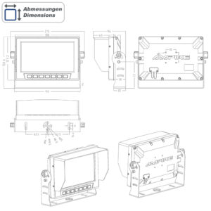 AMPIRE TFT-Monitor 7 Zoll Rückfahrkamera wasserdicht IP69 2 Videoeingänge AHD – Bild 15