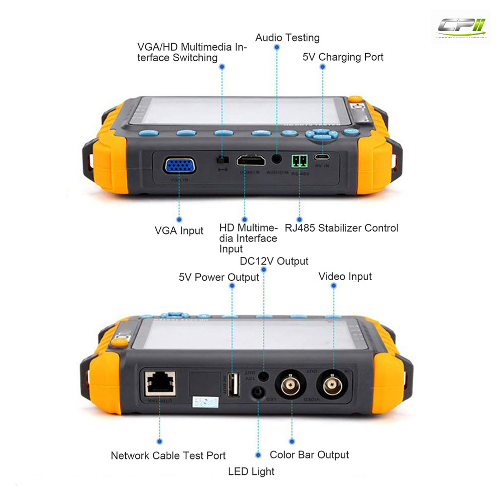 AMPIRE Test-Monitor 12.7cm (5''), CVBS, AHD, HDMI, VGA, TVI und CVI Eingänge