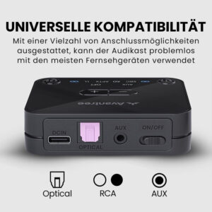 AMPIRE Audikast3 AVANTREE Bluetooth 5.3 Sender für zwei Kopfhörer Dual Link – Bild 13