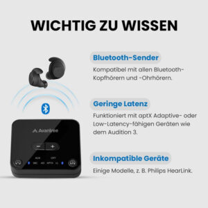 AMPIRE Audikast3 AVANTREE Bluetooth 5.3 Sender für zwei Kopfhörer Dual Link – Bild 14