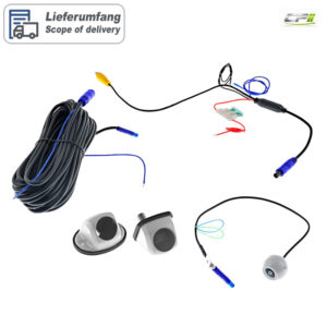 AMPIRE Multimount-Rückfahrkamera (AHD 1080P 25F/CVBS NTSC) 150°, 8m Kabel, weiß – KAX102W-01 CPII