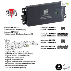 META SYSTEM GNSS-Ortungssystem inkl. Flatrate (12-24V) (2G/3G/4G Modem/System mit "ALARMEINGANG"/Serviceplan "SMART"/Prepaid