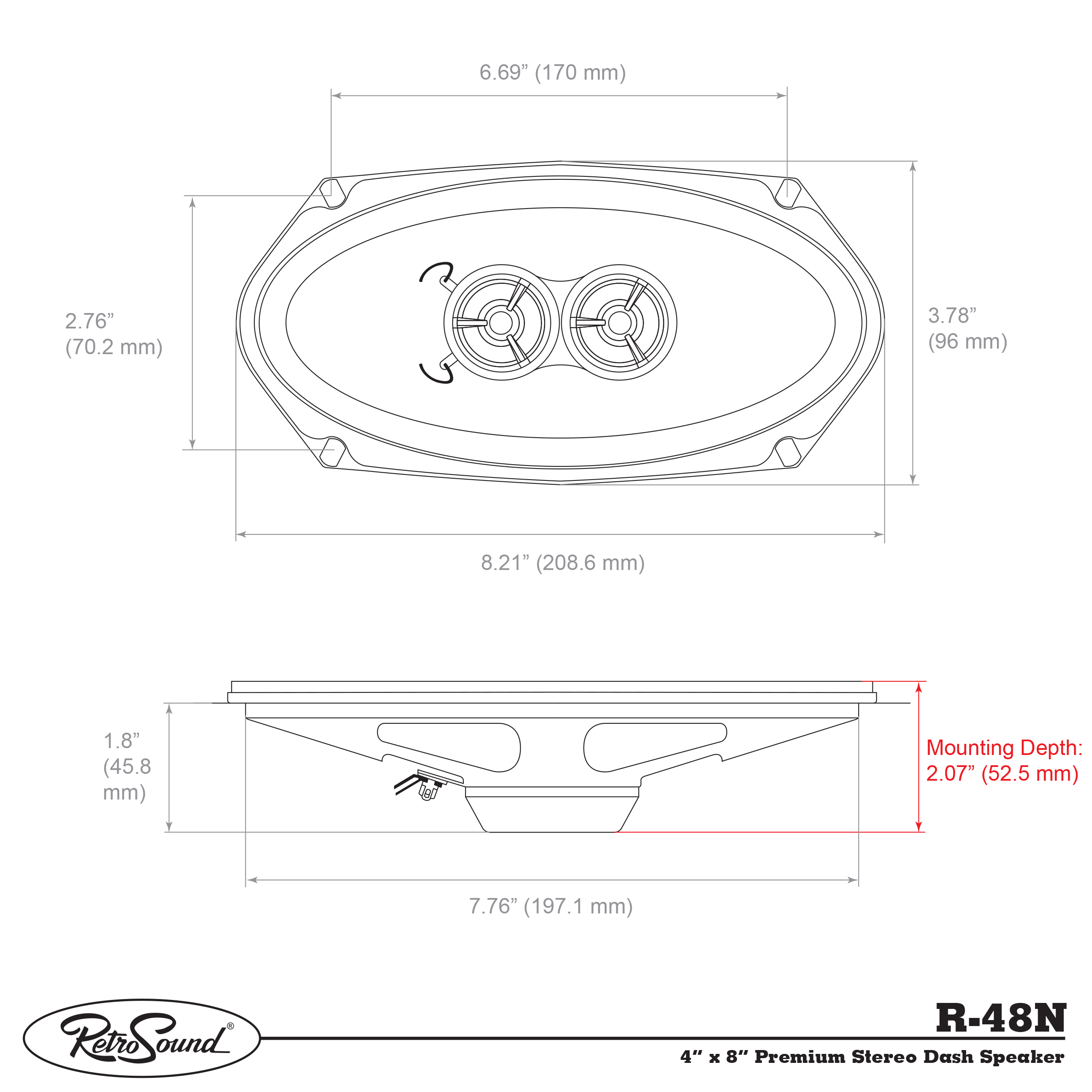 Retrosound R-48N DVC-Koaxlautsprecher 4x8'' Mercedes W108 W109 W114 W115 Neodym – Bild 10