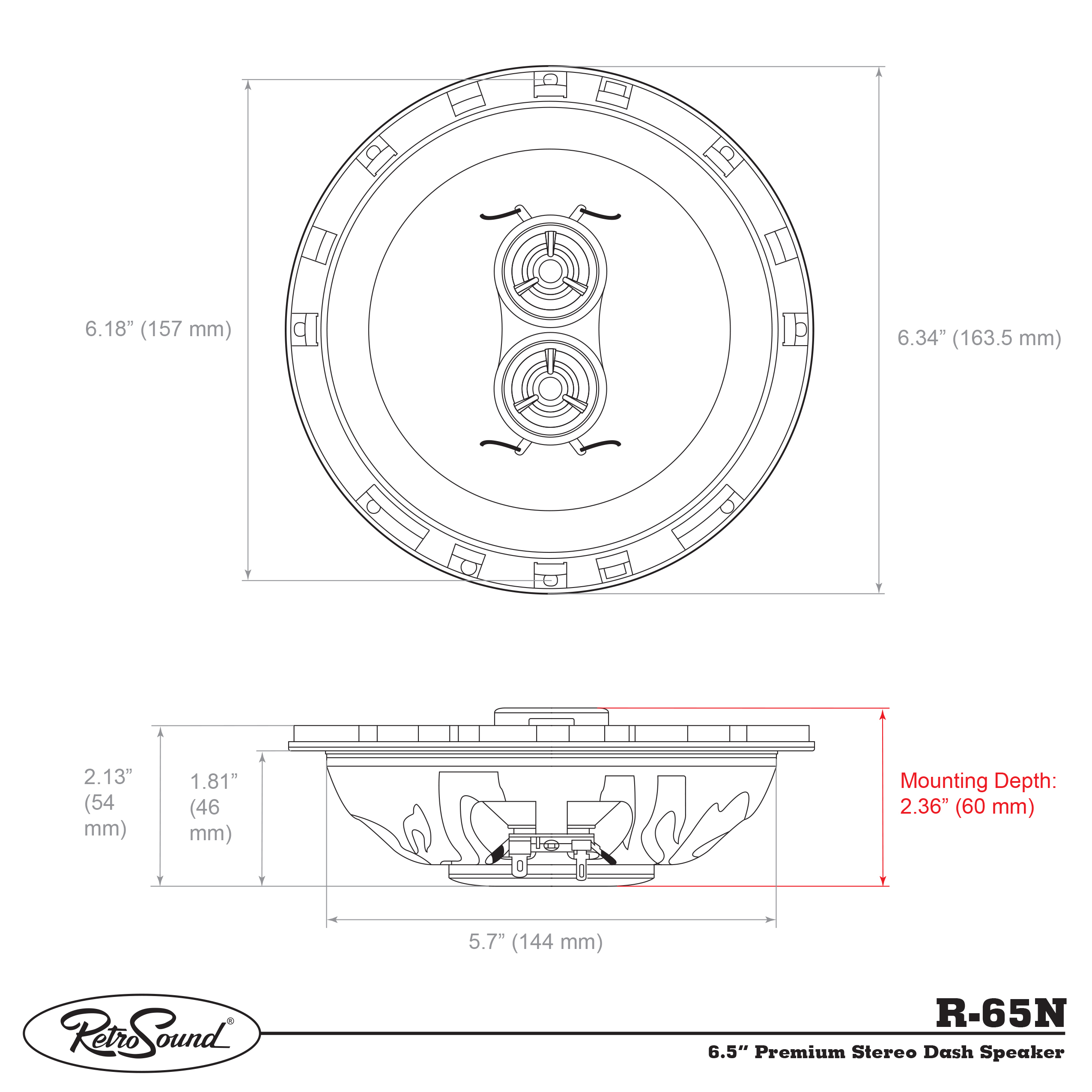 Retrosound R-65N DVC-Koaxlautsprecher 6.5'', 165mm Neodym Stereo-Bass – Bild 9