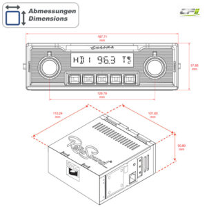 RETROSOUND Design "Europa" DAB+ Komplett-Set mit Zubehör (ohne Radiomodul)