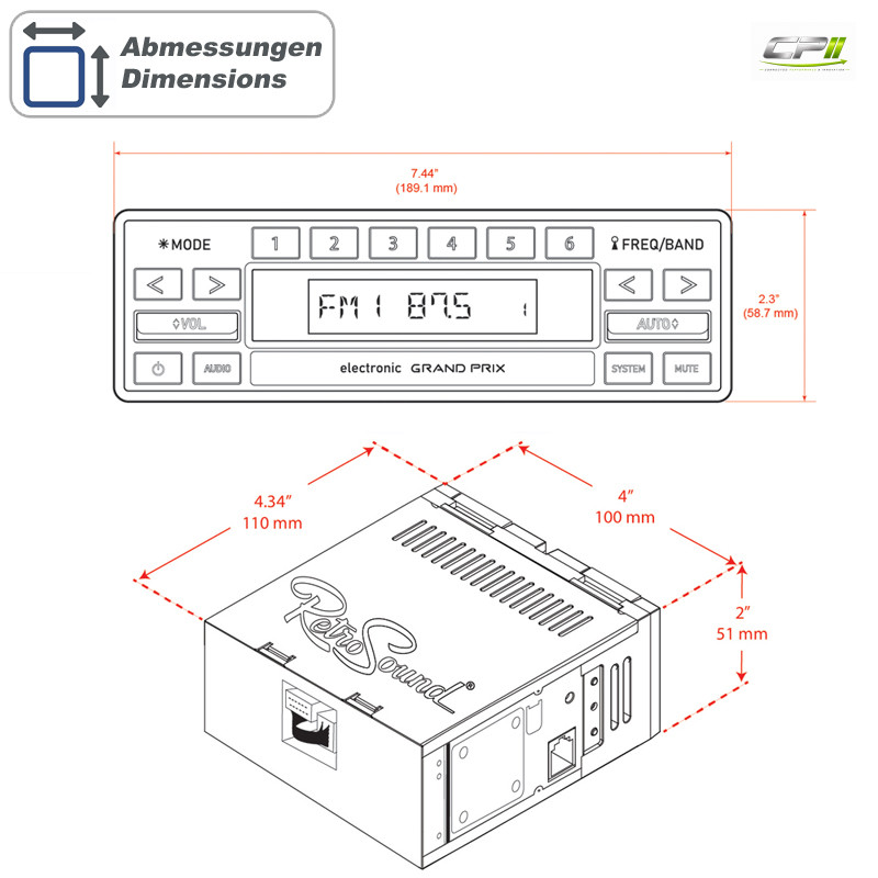 RETROSOUND Design "Grand Prix" DAB+ Komplett-Set mit Zubehör (ohne Radiomodul)