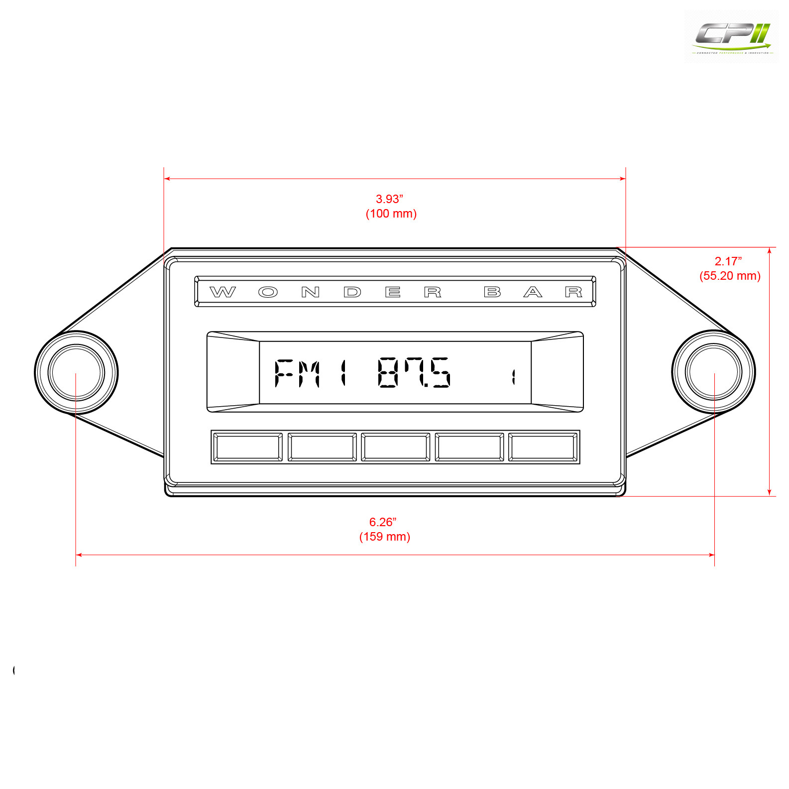 RETROSOUND Displayeinheit "Wonderbar WB3", schmales Display – Wonderbar3 CPII