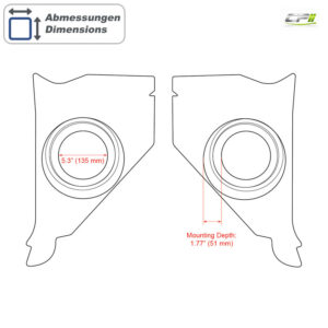 RETROSOUND Kickpanels für CHEVROLET 1955-56, schwarz ohne S-62 Lautsprecher