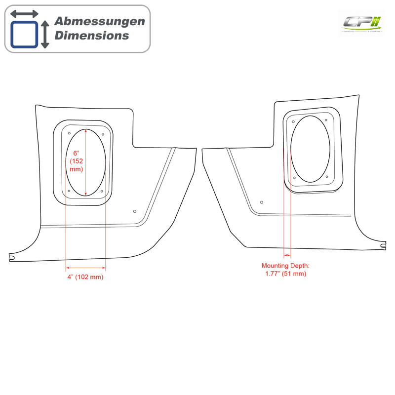 RETROSOUND Kickpanels für MOPAR 1964-76, schwarz ohne R-463N Lautsprecher