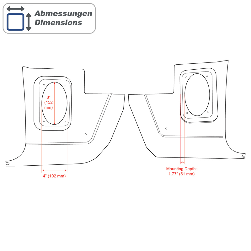 Retrosound KPM216476 Kickpanels MOPAR 1964-76 schwarz ohne R-463N Lautsprecher – Bild 5