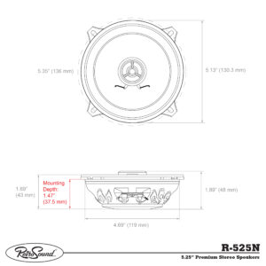 Retrosound R-525N Lautsprecher 5.25'' 130mm Paar Neodym flach Einbautiefe 44mm – Bild 9