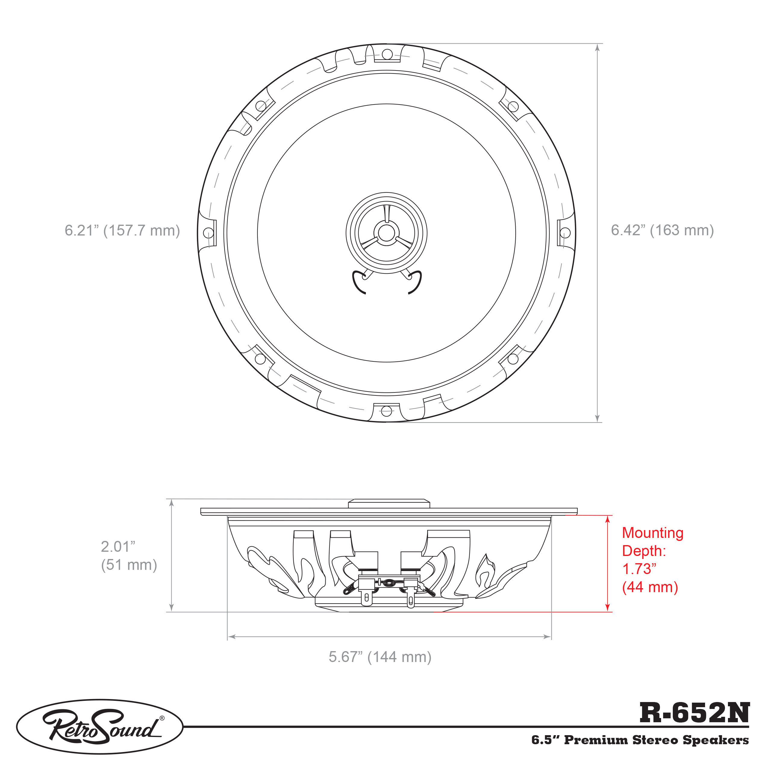 Retrosound R-652N Lautsprecher 6.5'' 165mm Paar Neodym flach für Oldtimer – Bild 8