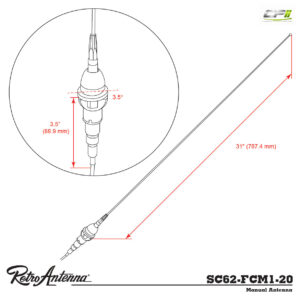 RETROSOUND Stabantenne für 1970-81 Chevy Camaro (MC-7081-15-FF), Heckmontage