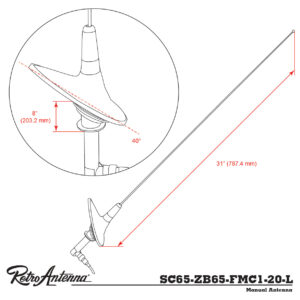 Retrosound SC65-ZB65-FMC1-20-L Stabantenne Chevrolet 1961-62 Heckmontage links – Bild 7