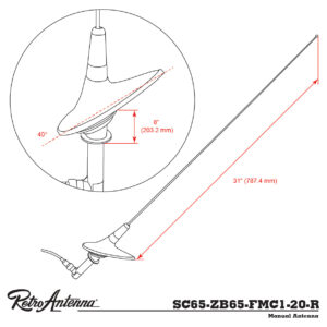 Retrosound SC65-ZB65-FMC1-20-R Stabantenne Chevrolet 1961-62 Heckmontage rechts – Bild 8