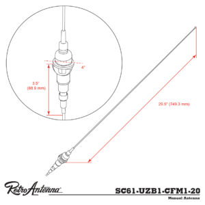 Retrosound SC61-UZB1-CFM1-20 Stabantenne Chevrolet Corvette 1968-1976 – Bild 7